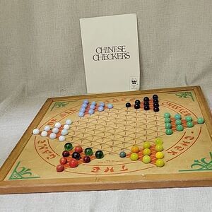 Vtg Chinker Chek Chinese Checkers Brown MFG Game Board Frame 1937